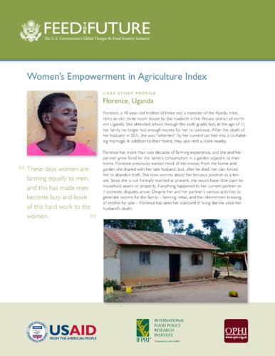 Women's empowerment in agriculture index: case study profile Florence, Uganda