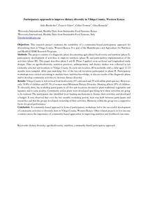 Participatory approach to improve dietary diversity in Vihiga County, Western Kenya