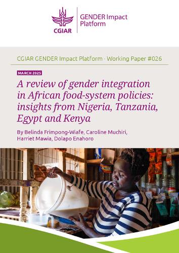 A review of gender integration in African food-system policies: insights from Nigeria, Tanzania, Egypt and Kenya
