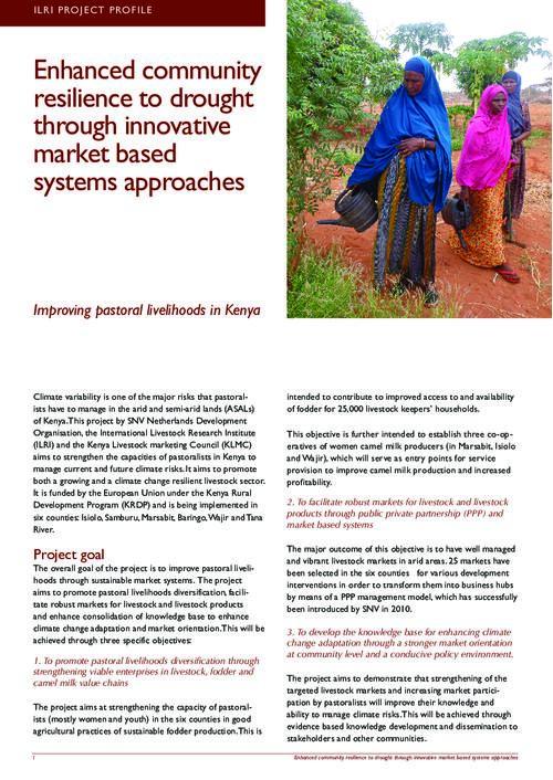 Enhanced community resilience to drought through innovative market based systems approaches