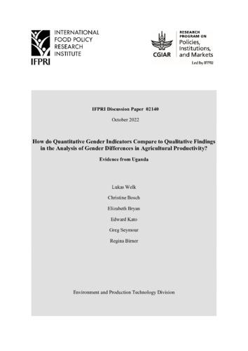 How do quantitative gender indicators compare to qualitative findings in the analysis of gender differences in agricultural productivity? Evidence from Uganda