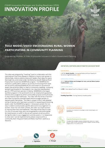 Role model video encouraging rural women participating in community planning