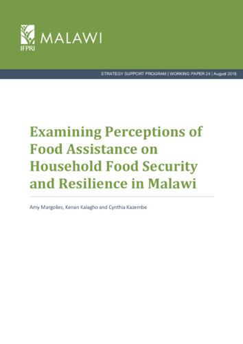 Examining perceptions of food assistance on household food security and resilience in Malawi