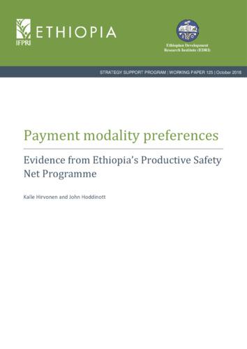 Payment modality preferences: Evidence from Ethiopia’s Productive Safety Net Programme