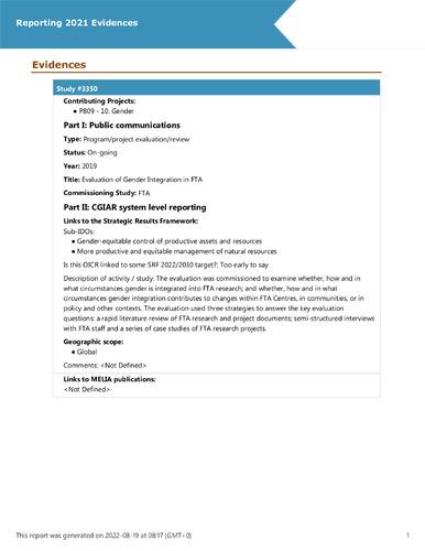 Evaluation of Gender Integration in FTA