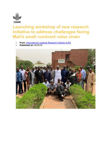 Launching workshop of new research initiative to address challenges facing Mali’s small ruminant value chain