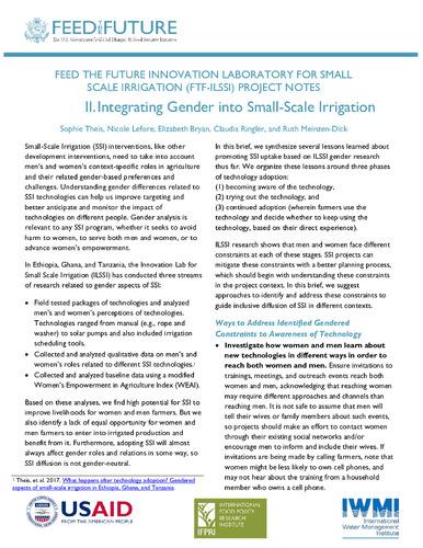 Integrating gender into small-scale irrigation