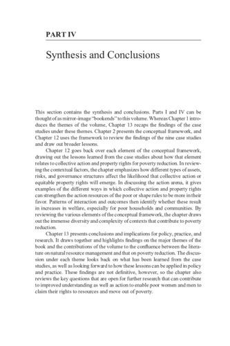 Collective action and property rights for poverty reduction: A synthesis