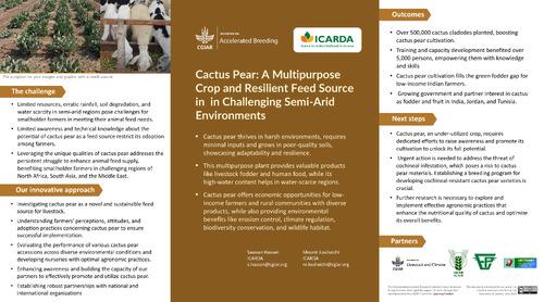 Cactus Pear: A Multipurpose Crop and Resilient Feed Source in Dry Environments