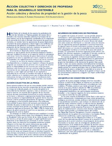 Acción colectiva y derechos de propiedad en la gestión de la pesca