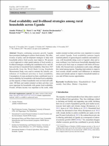 Food availability and livelihood strategies among rural households across Uganda