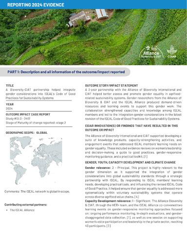 A Bioversity–CIAT partnership helped integrate gender considerations into ISEAL’s code of good practices for sustainability systems