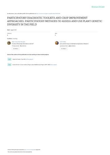 Participatory diagnostic toolkits and crop improvement approaches: participatory methods to assess and use plant genetic diversity in the field.