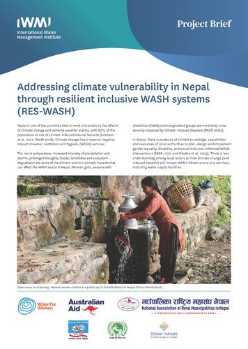 Addressing climate vulnerability in Nepal through resilient inclusive WASH systems (RES-WASH)