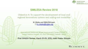 SIMLESA review 2018: objective 4: to support the development of local and regional innovations systems and scaling-out modalities