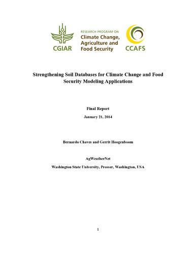 Strengthening Soil Databases for Climate Change and Food Security Modeling Applications