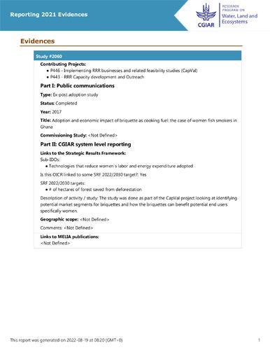 Adoption and economic impact of briquette as cooking fuel: the case of women fish smokers in Ghana