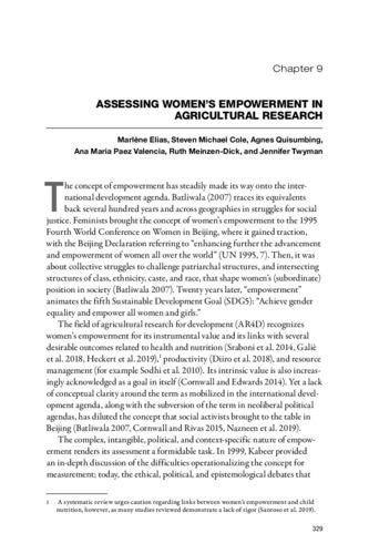 Assessing women's empowerment in agricultural research