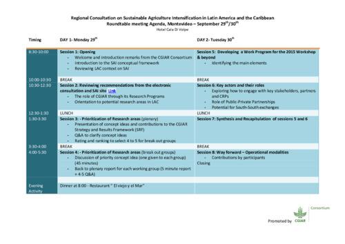 Regional Consultation on Sustainable Agriculture Intensification in Latin America and the Caribbean - Agenda