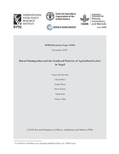 Rural outmigration and the gendered patterns of agricultural labor in Nepal