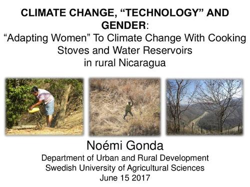 Climate change, 'technology' and gender: "Adapting women" to climate change with cooking stoves and water reservoirs in rural Nicaragua