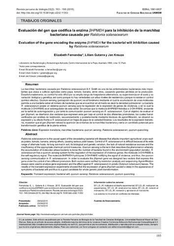 Evaluación del gen que codifica la enzima βHPMEH para la inhibición de la marchitez bacteriana causada por Ralstonia solanacearum