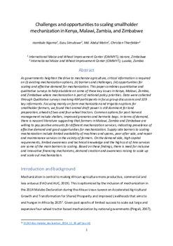 Challenges and opportunities to scaling smallholder mechanization in Kenya, Malawi, Zambia, and Zimbabwe