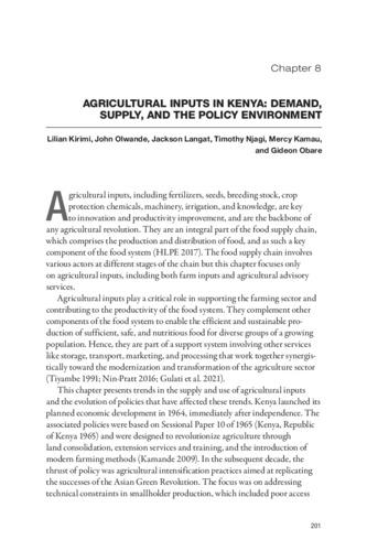 Agricultural inputs in Kenya: Demand, supply, and the policy environment