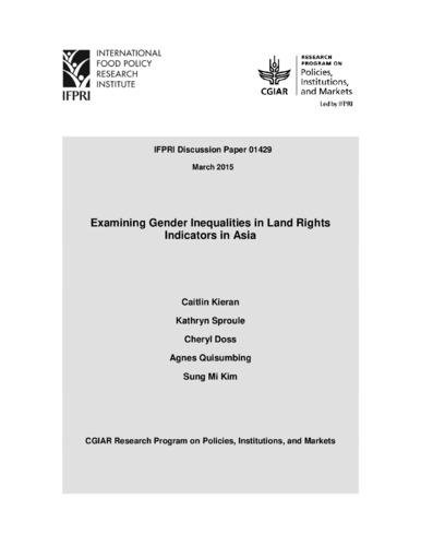 Examining gender inequalities in land rights indicators in Asia