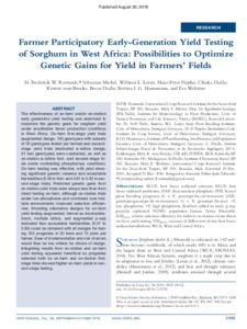 Farmer Participatory Early-Generation Yield Testing of Sorghum in West Africa: Possibilities to Optimize Genetic Gains for Yield in Farmers’ Fields