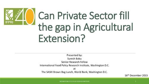 Can Private Sector fill the gap in Agricultural Extension?