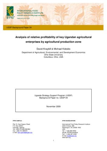 Analysis of relative profitability of key Ugandan agricultural enterprises by agricultural production zone