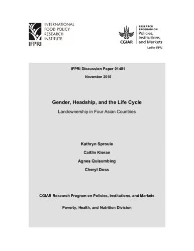 Gender, headship, and the life cycle: Landownership in four Asian countries