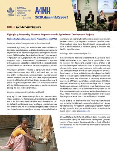 A4NH 2018 annual report highlights: Gender