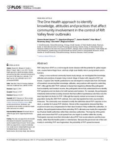 The One Health approach to identify knowledge, attitudes and practices that affect community involvement in the control of Rift Valley fever outbreaks