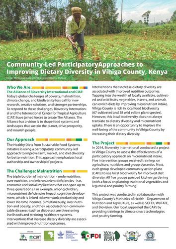 Community-led participatory approaches to improving dietary diversity in Vihiga County, Kenya