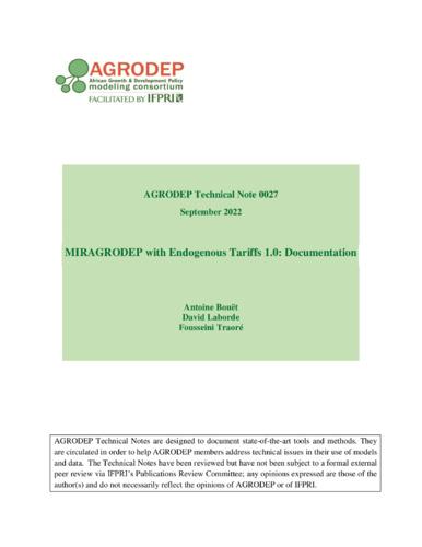 MIRAGRODEP with endogenous tariffs 1.0: Documentation