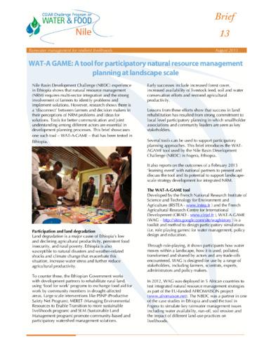 WAT-A GAME: A tool for participatory natural resource management planning at landscape scale