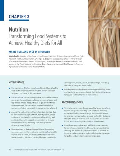 Nutrition: Transforming food systems to achieve healthy diets for all