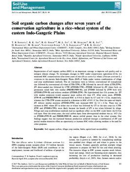 Soil organic carbon changes after seven years of conservation agriculture in a rice–wheat system of the eastern Indo-Gangetic Plains