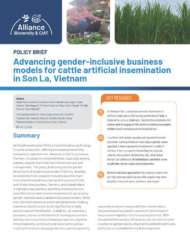 Advancing gender-inclusive business models for cattle artificial insemination in Son La, Vietnam