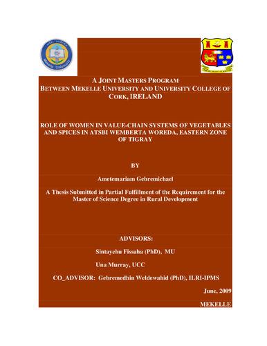 Role of women in value-chain systems of vegetables and spices in Atsbi Wemberta Woreda, Eastern Zone of Tigray