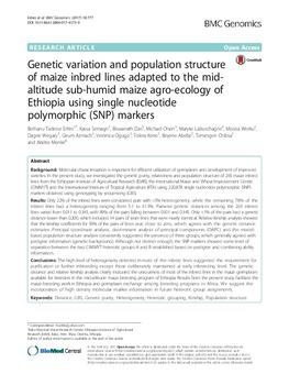 Genetic variation and population structure of maize inbred lines adapted to the mid-altitude sub-humid maize agro-ecology of Ethiopia using single nucleotide polymorphic (SNP) markers