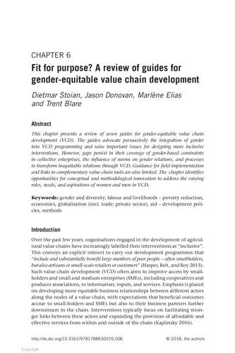 Fit for purpose? A review of guides for gender-equitable value chain development