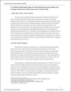 ICT-enabled knowledge sharing in support of extension: addressing the agrarian challenges of the developing world threatened by climate change, with a case study from India