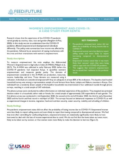 Women’s empowerment and COVID-19: A case study from Kenya