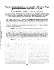 Reaction of cowpea (Vigna unguiculata) cultivars to Striga gesnerioides races from Mali and Niger