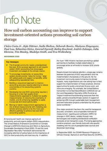 How soil carbon accounting can improve to support investment- oriented actions promoting soil carbon storage