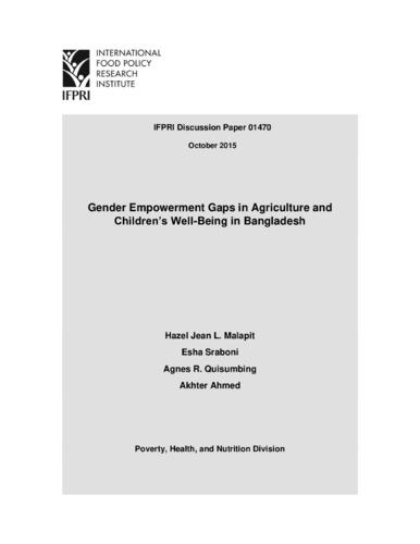 Gender empowerment gaps in agriculture and children’s well-being in Bangladesh