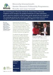 Bioversity International’s Gender Research Fellowship Programme: results and ways forward